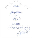 Believe Swirly Scalloped Vertical Big Rectangle Wedding Labels